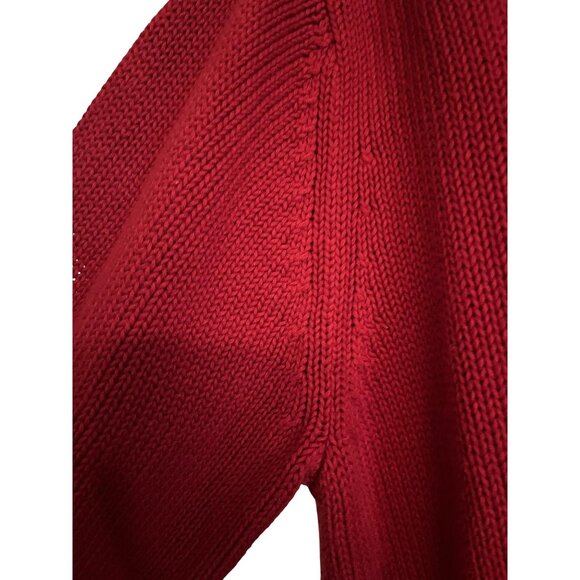 Polo CHAPS Mock Turtle Neck Red Quarter Zip 100% Knit Cotton Sweater Mens Large - Picture 9 of 14